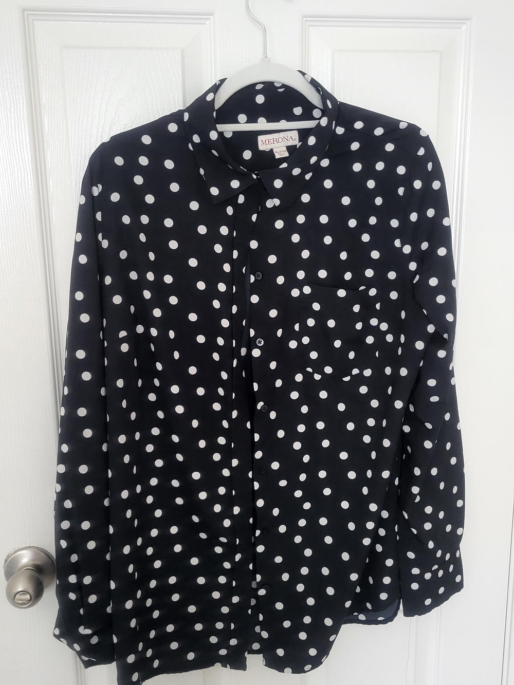 Merona Black Polka Dot Button-Up Blouse